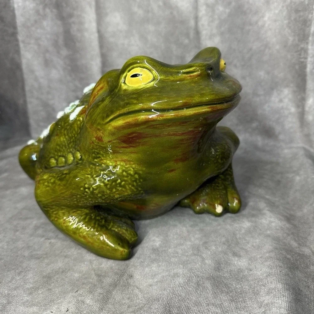 Vintage Arnel 1977 Ceramic Toad Frog Garden Statue Retro Decor 13.5